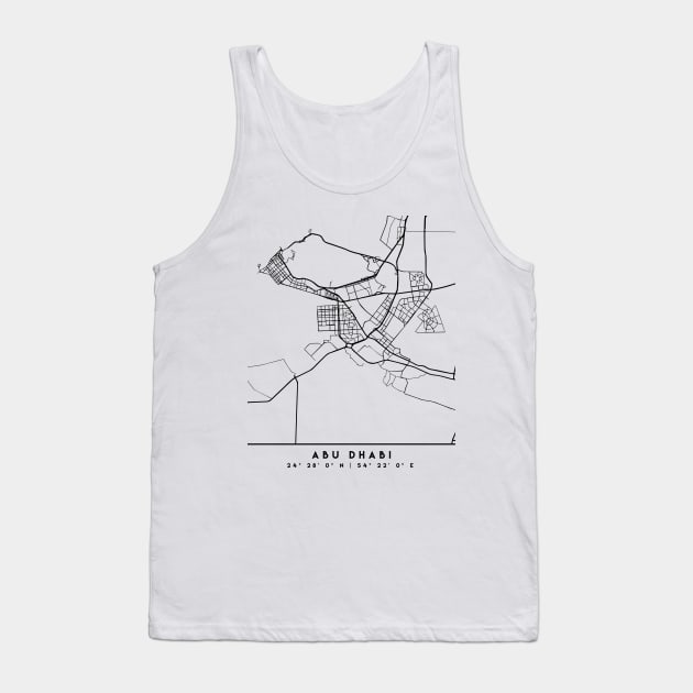 ABU DHABI UAE BLACK CITY STREET MAP ART Tank Top by deificusArt